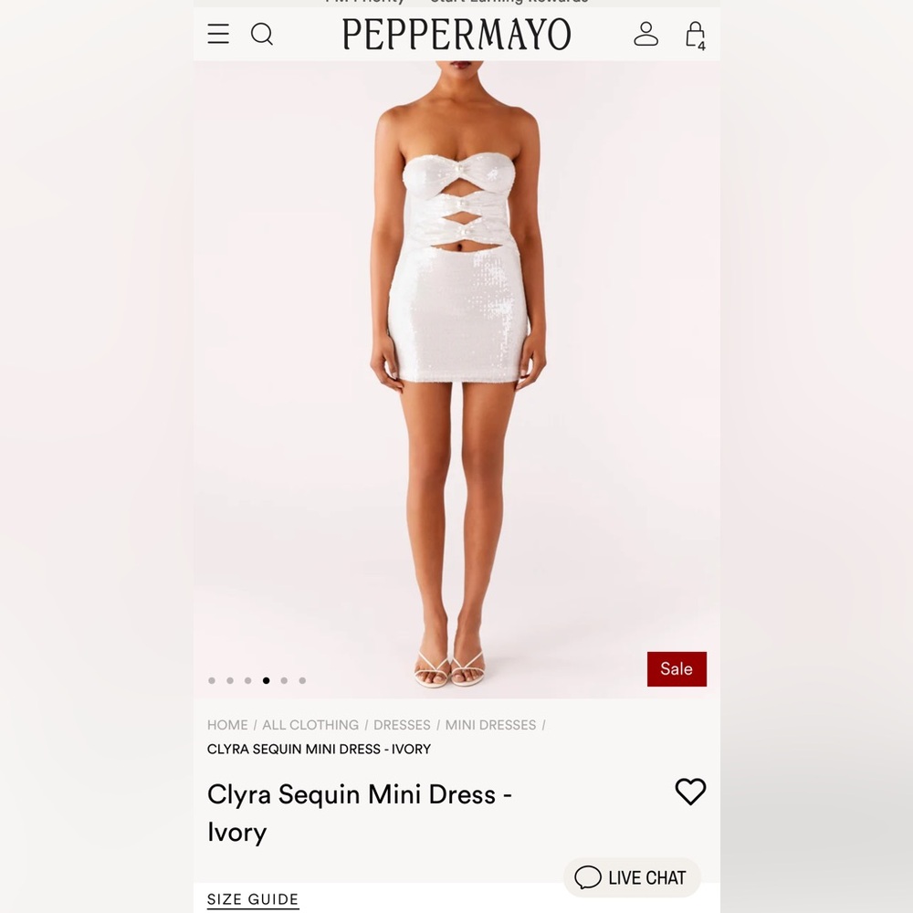 Peppermayo Clyra Sequin Mini Dress - Ivory